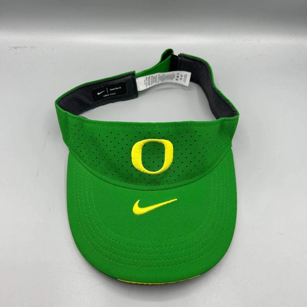 Nike Oregon Ducks Dri-Fit Visor Hat Men Green Embroidered Logo Strap Back Cap